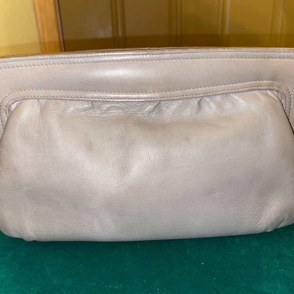 Bottega Veneta Gray Leather Clutch Bag Purse